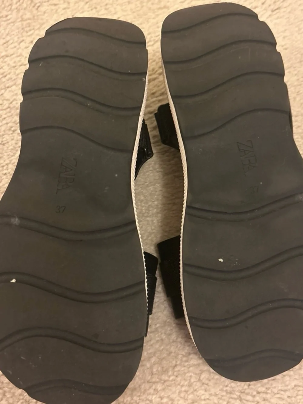 Zara Black Sport Sandals with Red and White Trim